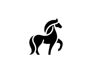 Fototapeta premium Horse full body silhouette minimal vector logo for brand identity