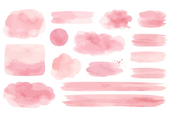 Blush pink watercolor stains Paint stropke washes Kit of splashes © liana