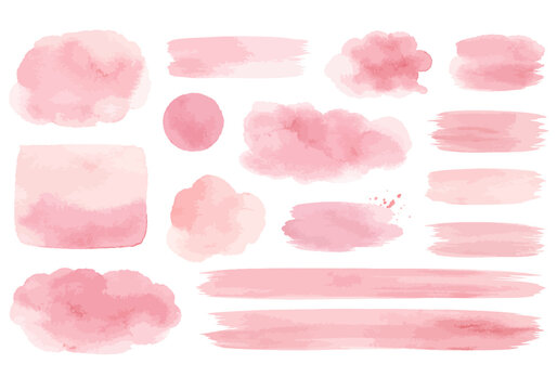 Blush pink watercolor stains Paint stropke washes Kit of splashes