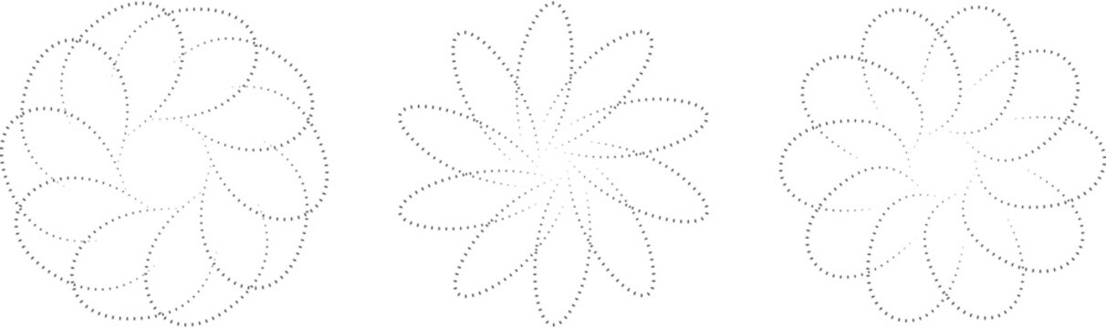 Floral Inspired Abstract Halftone Dot Mandala and Ornament Pattern Set for Decorative Graphic Design