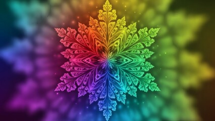 Vibrant Rainbow Fractal Pattern Design Element.