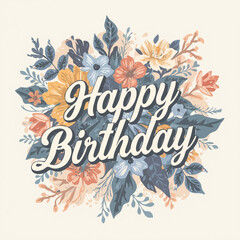 Obraz premium happy birthday desaign floral vector 