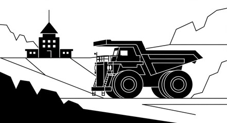 Heavy Duty Mining Dump Truck in Industrial Landscape. © Wahyu