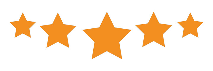 Obraz premium Five star rating icons and customers reviews system. Vector illustration isolated on white background.
