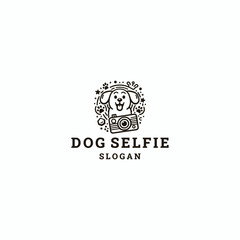 Dog selfie logo vector icon illustration