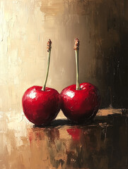 Red Cherries on a dark background