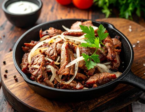 Gyros-Pfanne mit Zwiebeln