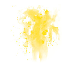 Yellow watercolor paint brush strokes png isolated