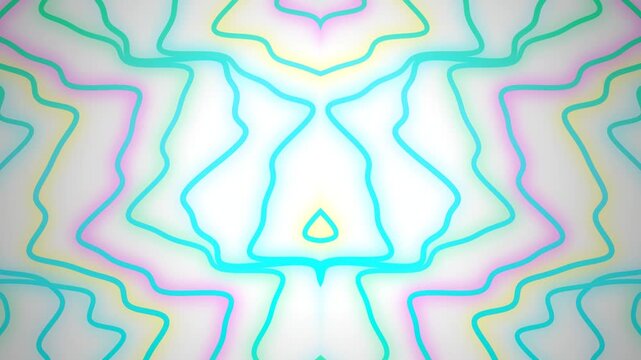 Abstract Symmetrical Wavy Lines Background - Neon Colors Morphing