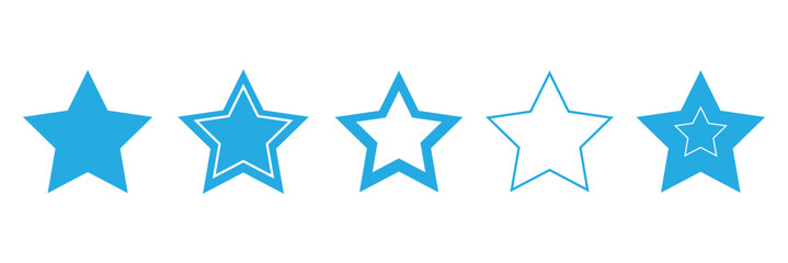 Obraz premium Five star rating icons and customers reviews system. Vector illustration isolated on white background.