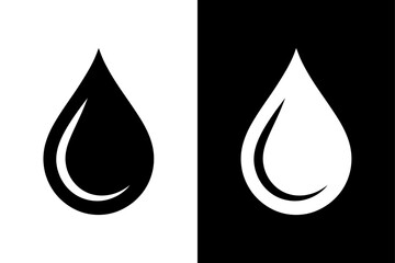 Black and White Water Drop Icon. Oil Sign and Dripped Rain Droplet Vector Art