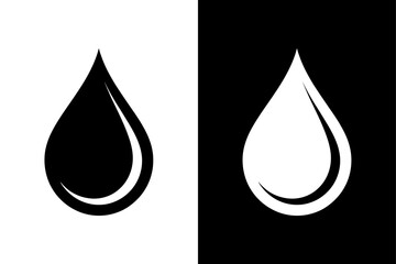 Drop Icon Silhouette Design. Modern Water Droplet Pictogram Isolated on Black White Background