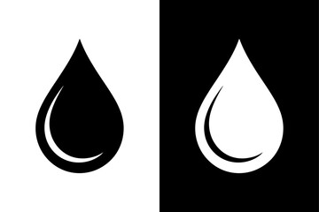 Water Drop Icon Silhouette. Trendy Flat Raindrop Vector Illustration in Black and White