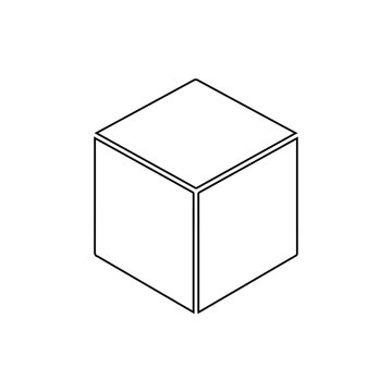 cube outline 3d geometric shape block isolated on white background