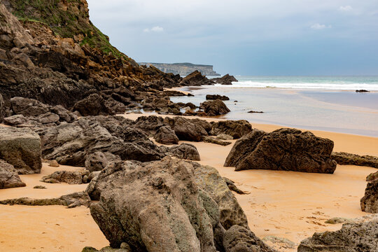 Playa de los locos in Suances, Cantabrian Coast, Spain.