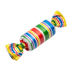 Fototapeta premium A colorful wrapped candy on a white background isolated on transparent background