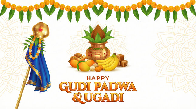 Vibrant Gudi Padwa and Ugadi celebration with traditional Indian decorations