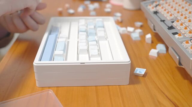 DIY custom keyboard assembly close-up