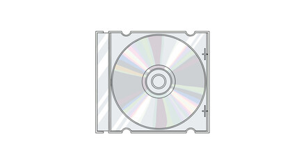 A transparent plastic compact disc jewel case containing a reflective optical disc is depicted on a plain white background.
