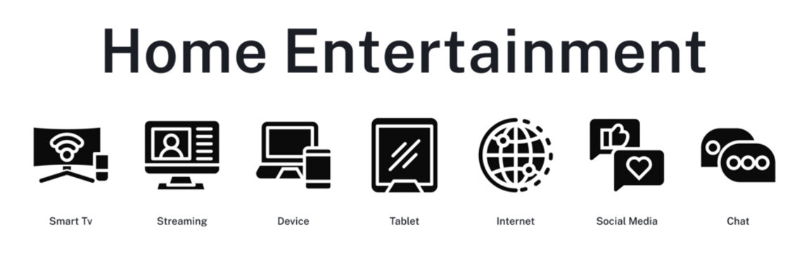 Home entertainment system integrating smart television, streaming services, multiple devices, connectivity, and social interaction.