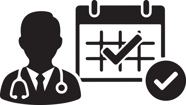 Doctor appointment confirmed: online medical consultation scheduling and booking icon