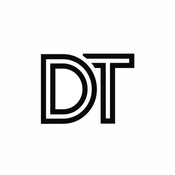 Monogram DT logo with bold geometric lines and overlapping design for modern branding.