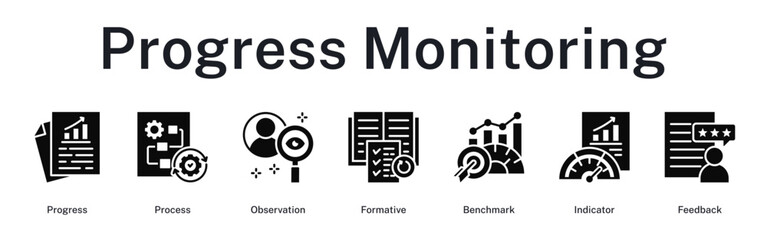 Progress monitoring system tracking formative processes through benchmarks and performance indicators