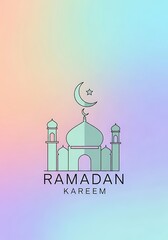 Ramadan kareem illustration mosque crescent star festive design