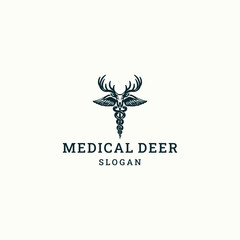 Medical deer logo design template vector illustration