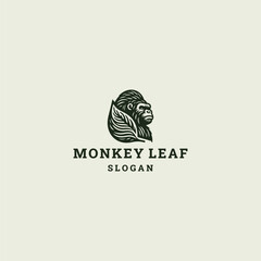 Monkey leaf logo design template vector illustration