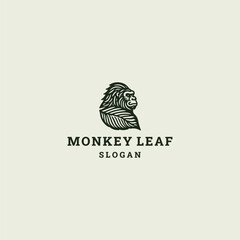 Monkey leaf logo design template vector illustration