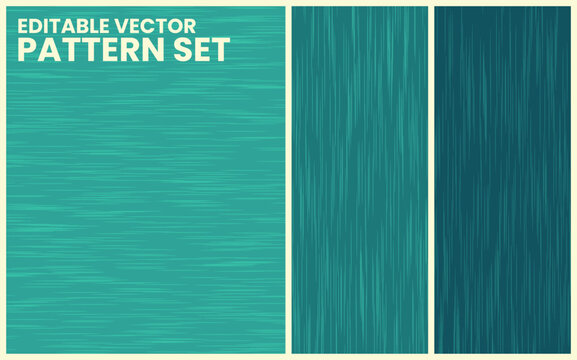 Editable vector seamless pattern set. Streaky heather textile texture swatches in teal color palette. Modern organized pattern swatches. Ideal for digital design projects and backgrounds.
