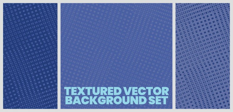 Blue geometric vector texture background set. Abstract technical digital mesh pattern design. Ideal for modern digital design, banners or technical documentation requiring a futuristic aesthetic.