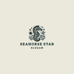 Sea horse star logo design template vector illustration