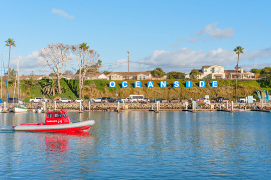 Oceanside, California - December 28, 2025: TowBoatUS Navigating Oceanside Harbor Channel