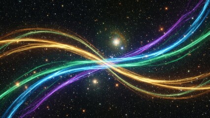 Obraz premium Vibrant Colored Lines in Space Scene.