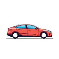Obraz premium Modern Red Sedan Car on a White Background for Automotive or Transportation Themes