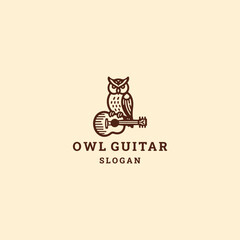 Owl guitar logo icon design template vector illustration