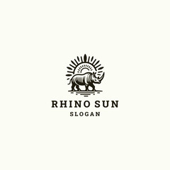 Rhino sun logo icon design template vector illustration