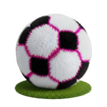 A detailed image of a soccer ball with black and pink patterns isolated on transparent background