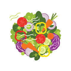 Fresh and Colorful Vegetable Salad with Lettuce Tomatoes Carrots and Cucumbers