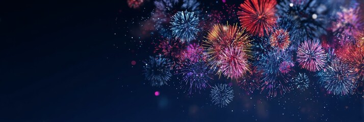 Abstract Blue Space Background with Stars and Colorful Fireball Cosmic Energy Effect