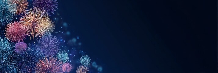 abstract blue background with stars fire works