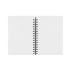 Spiral-bound blank notebook with lined pages ready for writing or sketching isolated on transparent background