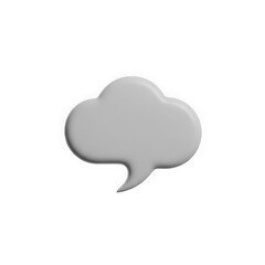Minimalist gray speech bubble icon with a soft shadow effect for modern designs isolated on transparent background
