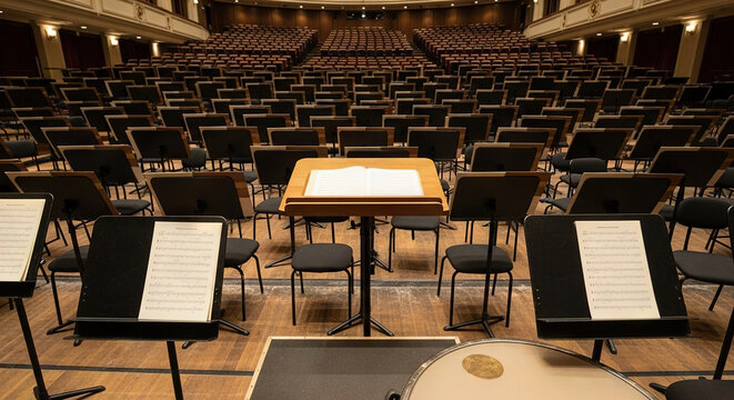 Empty Concert Hall with Music Stands