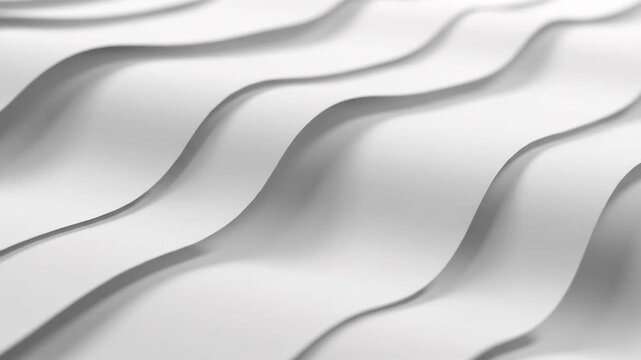 Abstract white wavy surface with smooth flowing curves and soft shadows.