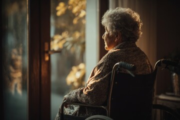 old Woman in Wheelchair Smiling Indoors Independence and Accessible Lifestyle Concept