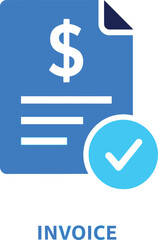 Fototapeta premium Blue invoice icon with a dollar sign and a checkmark representing a paid bill or transaction Vector