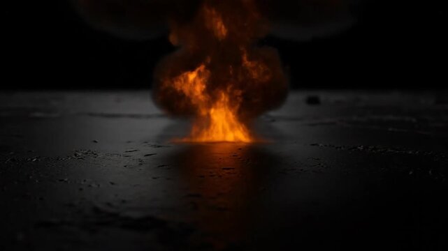 Abstract energy ball with fire, lightning, and glowing sparks against dark background. Sci-fi technology concept with light.